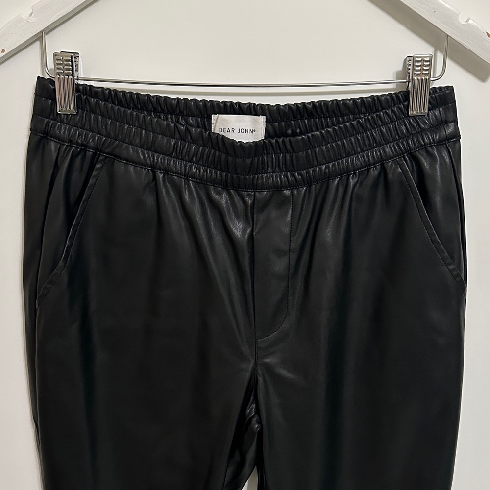 Dear John Jet Black Faux Leather JACEY JOGGER PANT